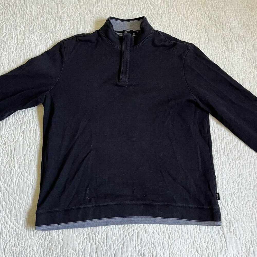 BOSS Hugo Boss Mens Top Black Quarter Zip Sweater Pullover Regular Fit Size XXL